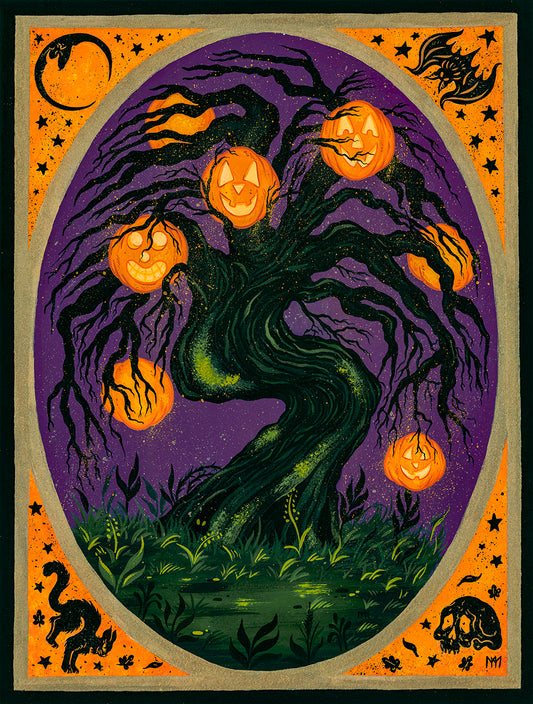 The Eerie Glow of the Halloween Tree Giclee Print