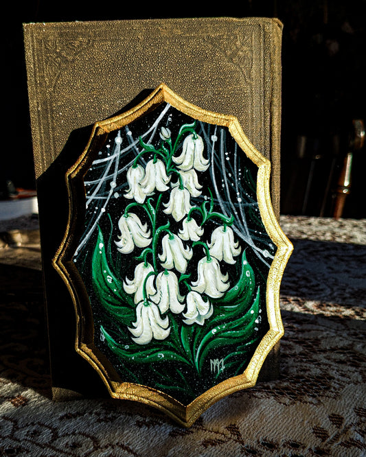 Lily of the Valley Wood Mounted Print - Beveled Oval